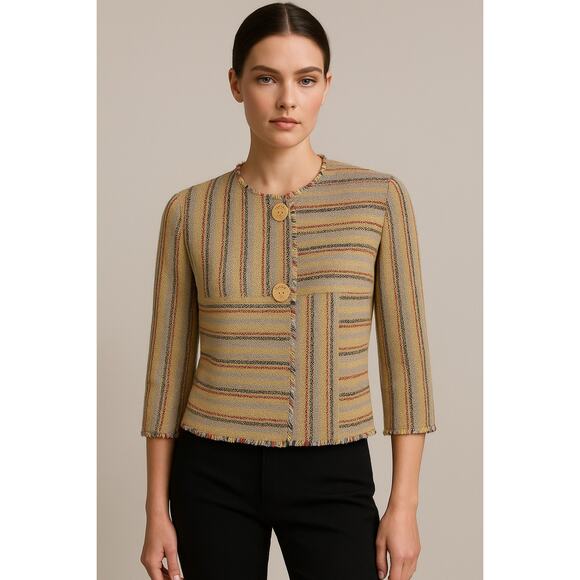 Vintage Y2K Chanel Evening Jacket Wool  Womens FR 44 Old Money Classic - Picture 5 of 16